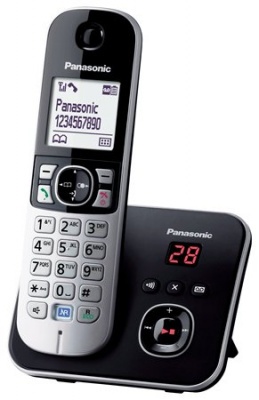 Telefon, vezeték nélküli, üzenetrögzítő, PANASONIC "KX-TG6821PDB", fekete