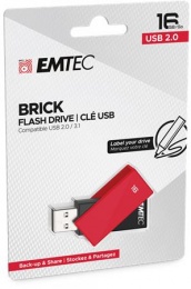 Pendrive, 16GB, USB 2.0, EMTEC "C350 Brick", piros